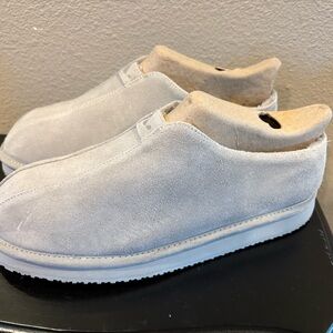 Gray Moccasins with Suede Texture and Rubber Sole